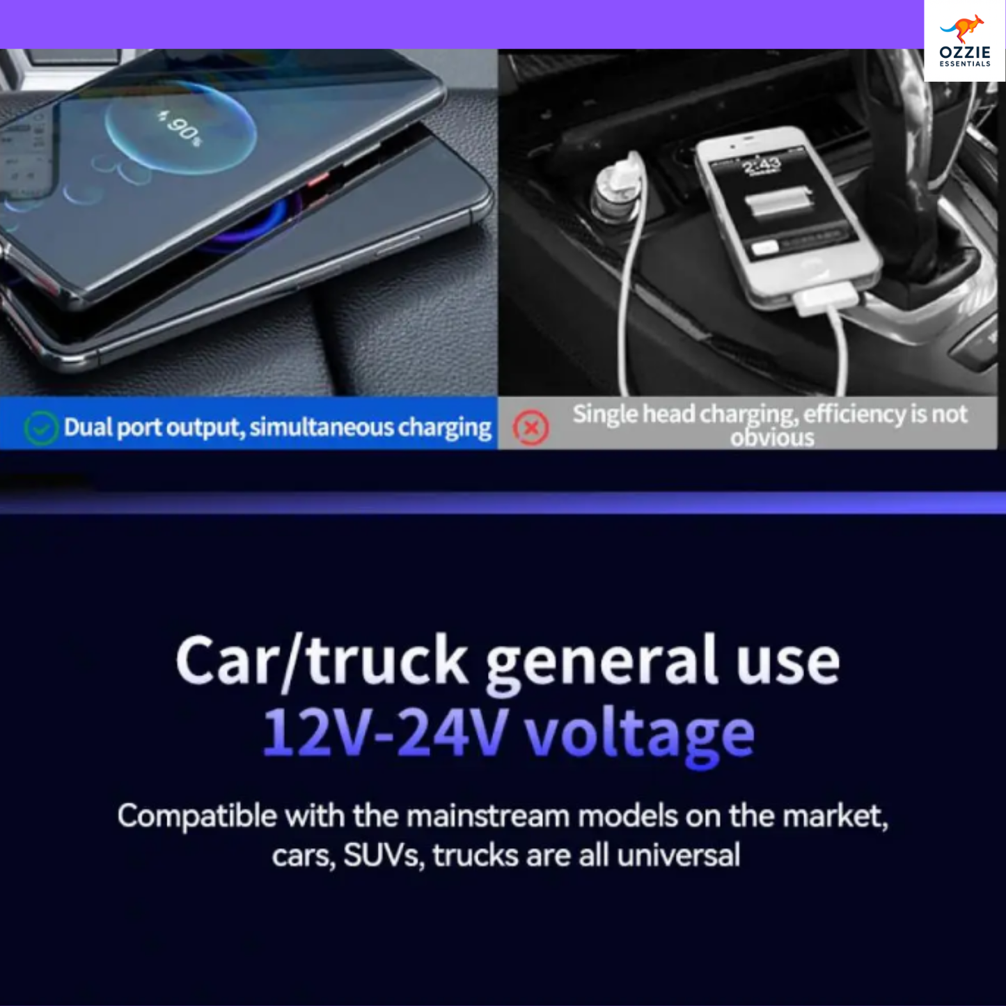 5-in-1 PD 45W Car Charger | Fast USB-C Power Adapter with Starlight Roof Projector & Aromatherapy Air Freshener for iPhone & Android