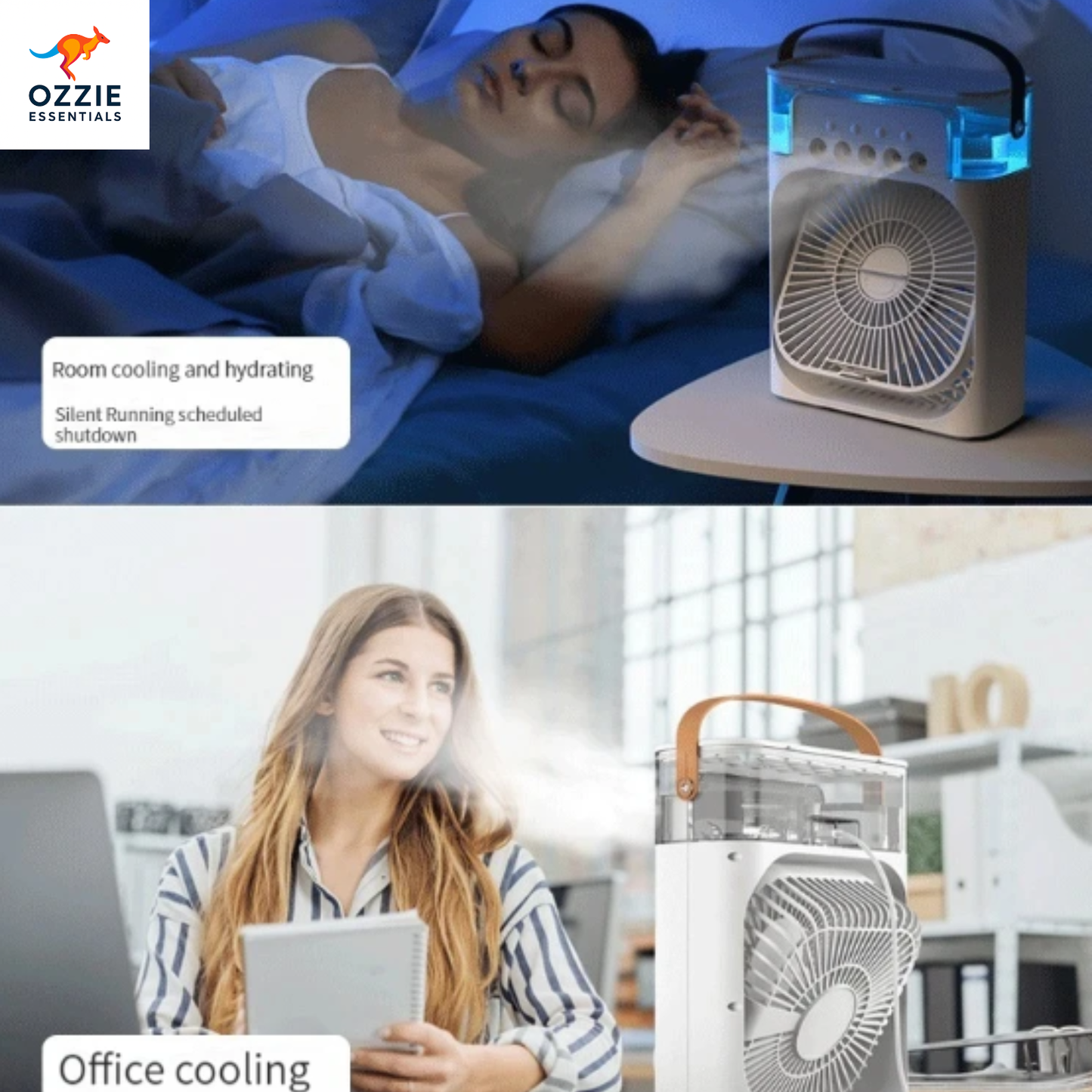 2025 Portable 3-in-1 Air Cooler, Humidifier & Fan | USB Mini Air Conditioner with LED Night Light & Water Mist Function
