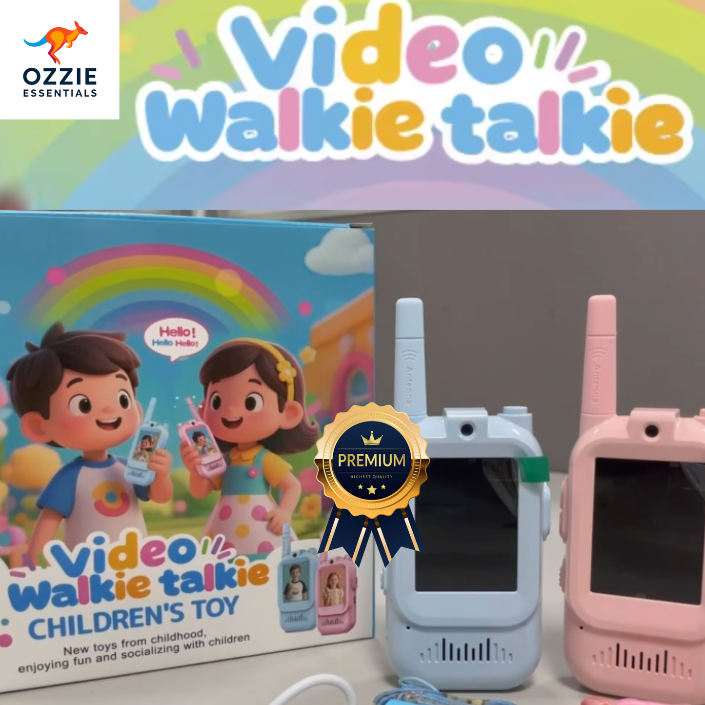 Kids Video Walkie Talkie 2-Way Radio | 2-Inch Screen, 1500FT Range, Fun Voice Effects β Perfect Gift for Ages 3-12 | Outdoor Play & Christmas Toy