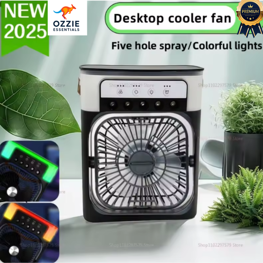 2025 Portable 3-in-1 Air Cooler, Humidifier & Fan | USB Mini Air Conditioner with LED Night Light & Water Mist Function
