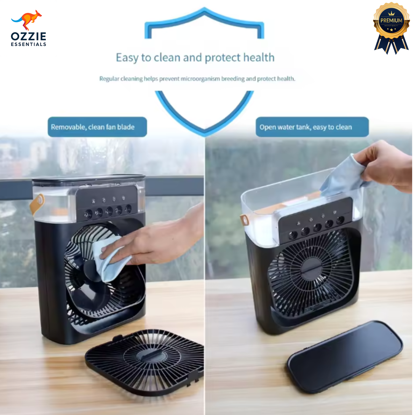 2025 Portable 3-in-1 Air Cooler, Humidifier & Fan | USB Mini Air Conditioner with LED Night Light & Water Mist Function