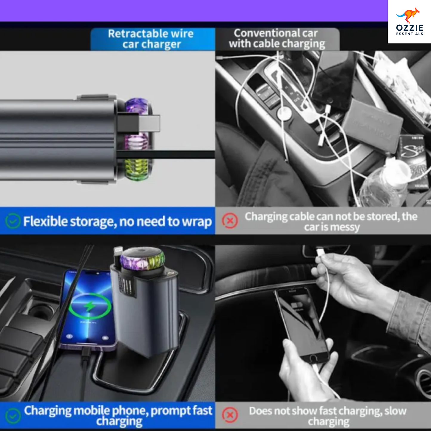 5-in-1 PD 45W Car Charger | Fast USB-C Power Adapter with Starlight Roof Projector & Aromatherapy Air Freshener for iPhone & Android